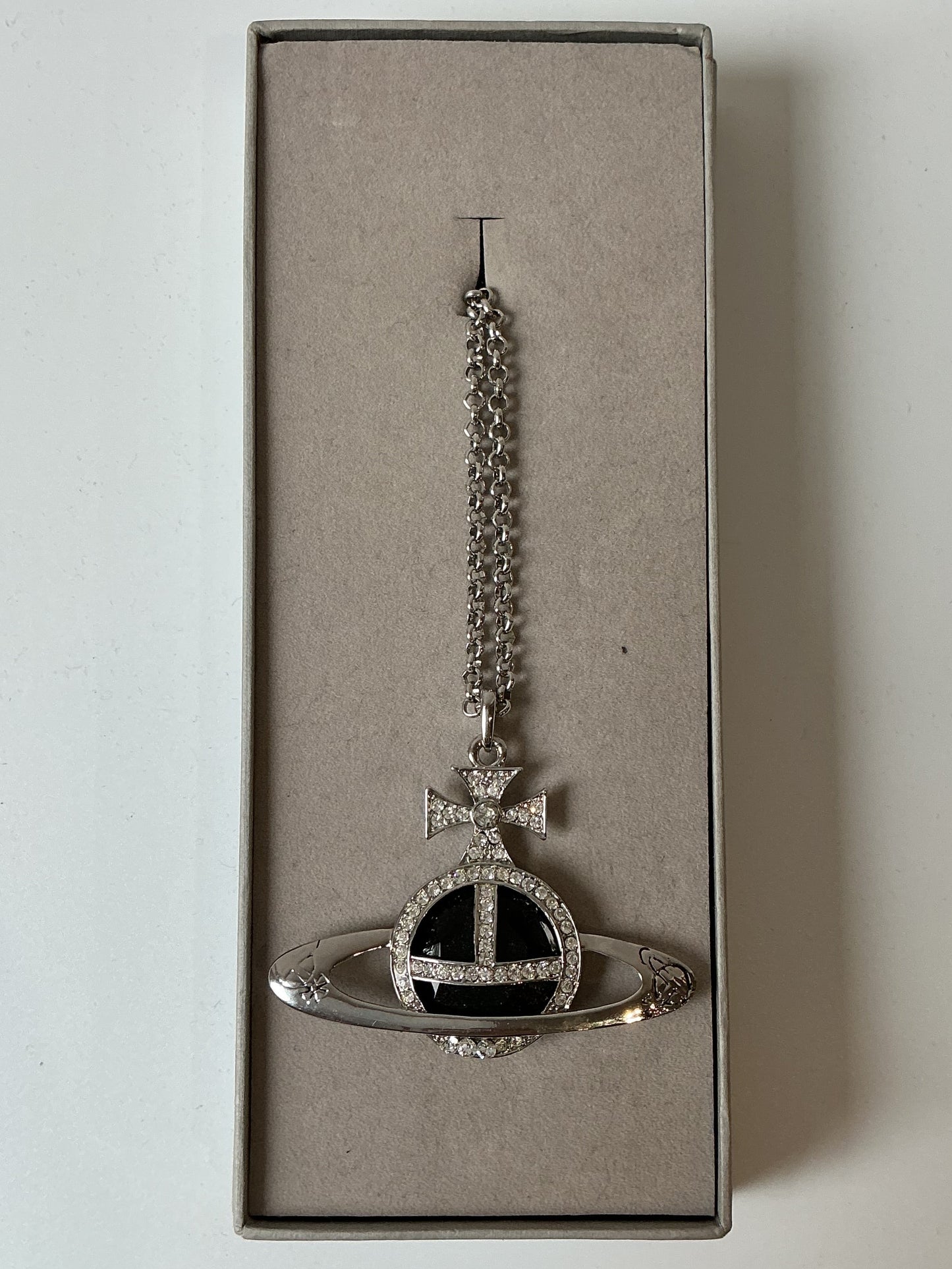 VIVIENNE WESTWOOD Orb Pendant Necklace black enamel/crystal variation