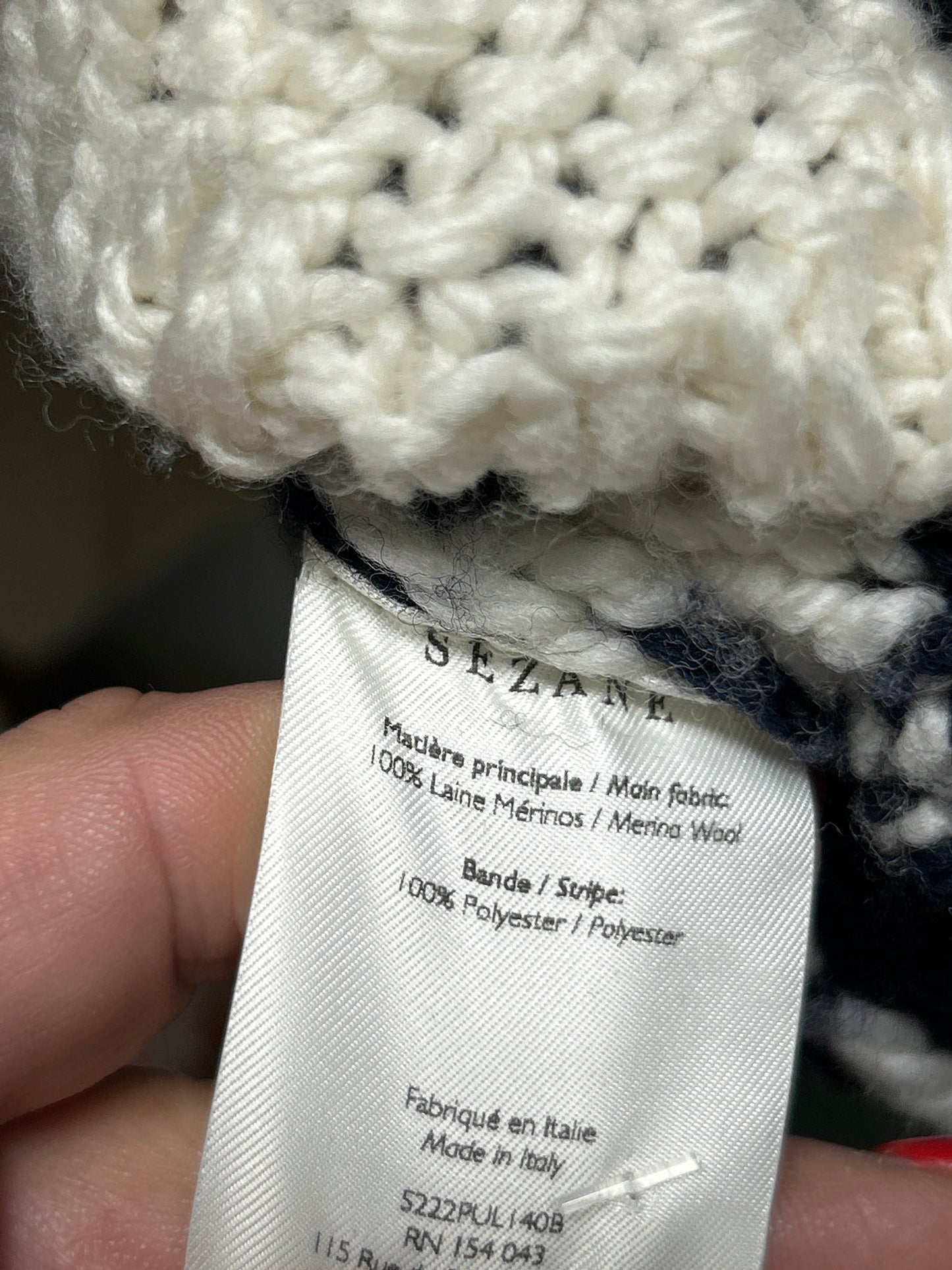 SEZANE La Maille Beige/Navy Wool Jumper Size S