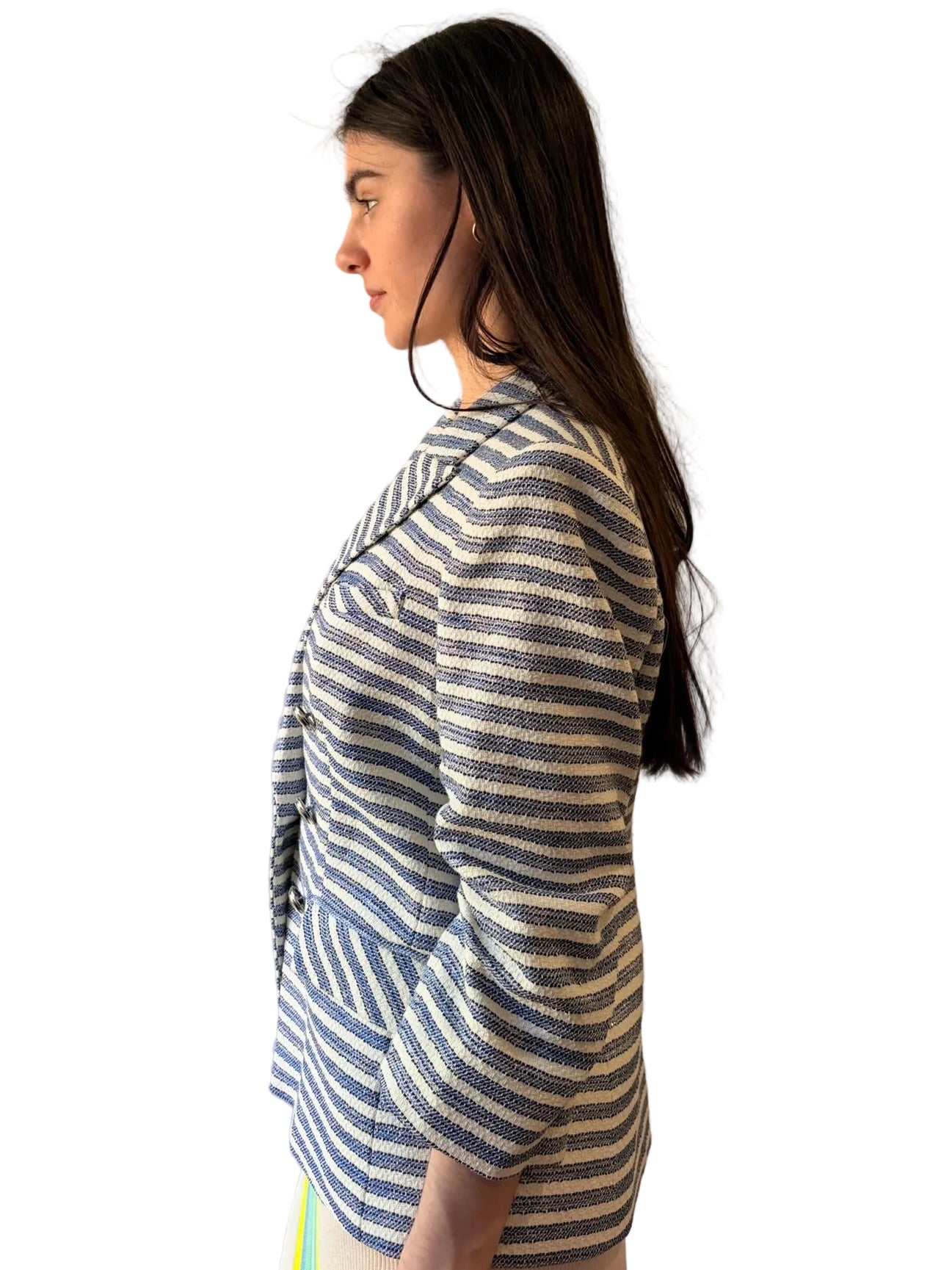 VERONICA BEARD Striped Double-Breasted Blazer