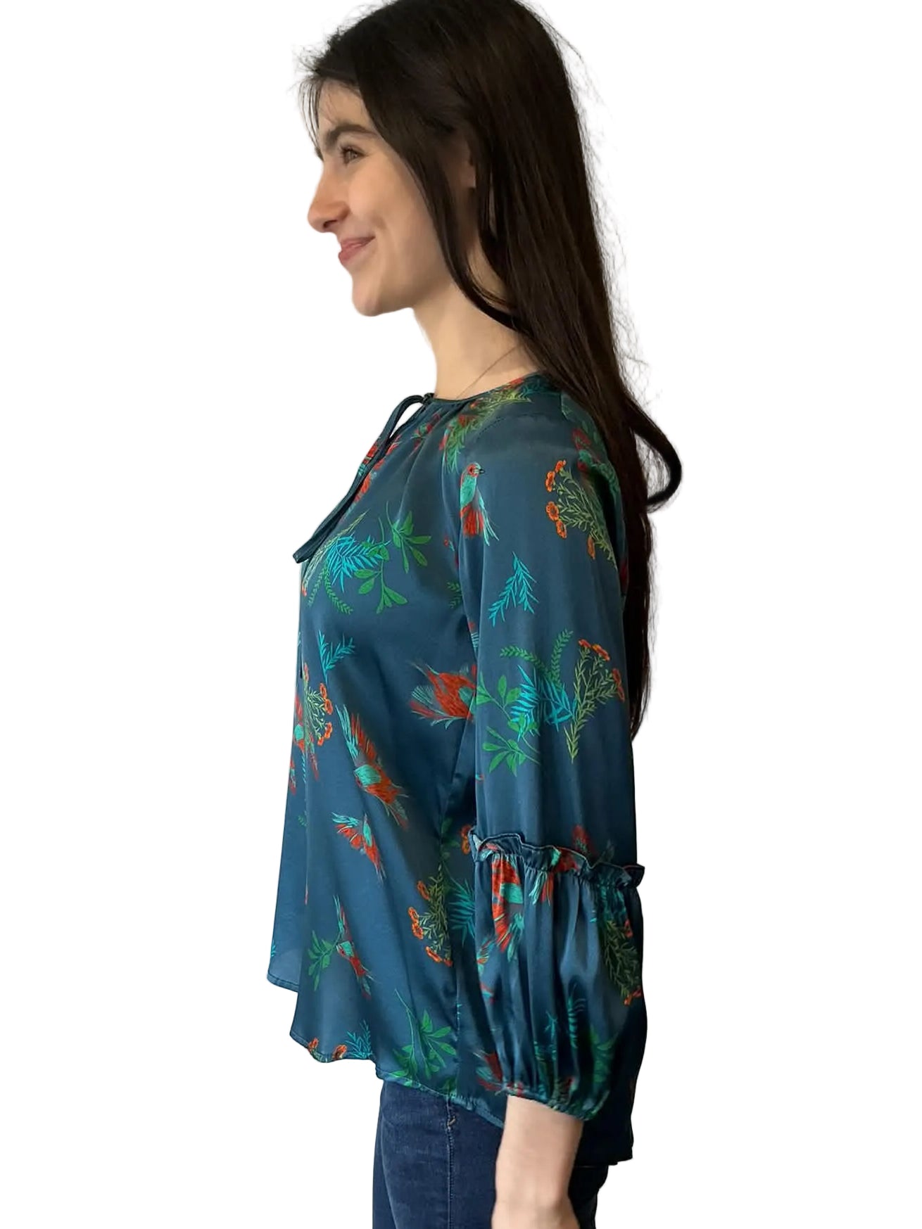 CHARLOTTE SPARRE bird and botanical print blouse New