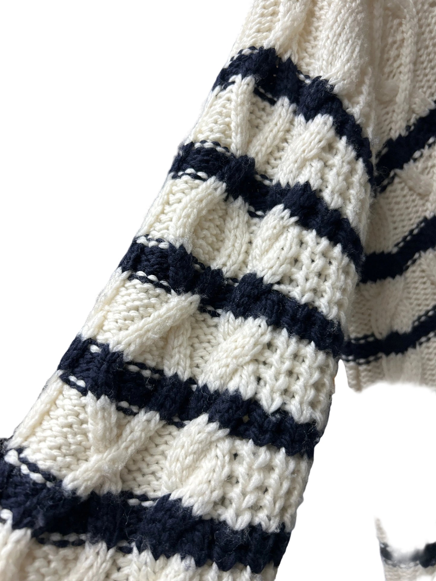 SEZANE La Maille Beige/Navy Wool Jumper Size S