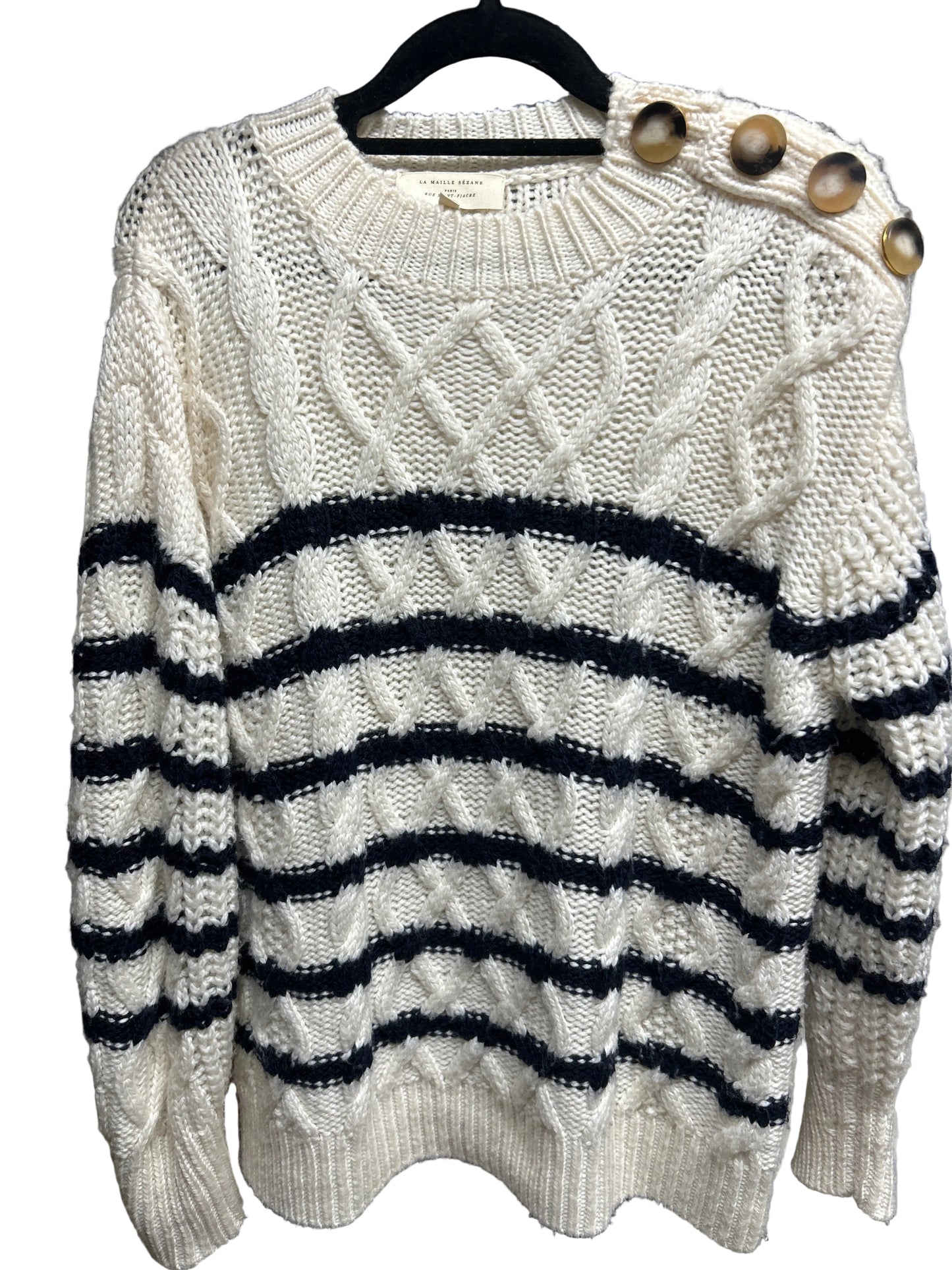 SEZANE La Maille Beige/Navy Wool Jumper Size S