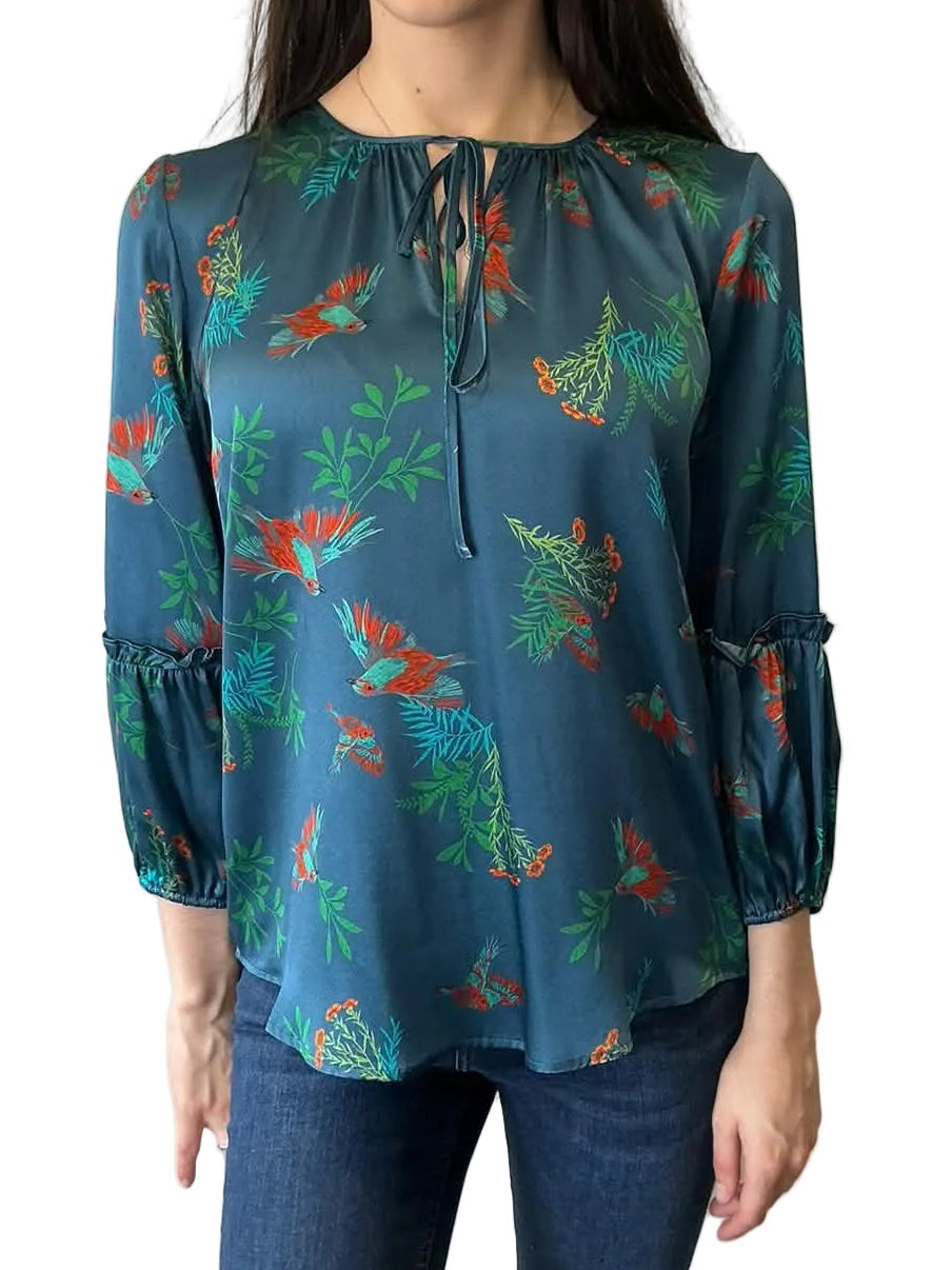 CHARLOTTE SPARRE bird and botanical print blouse New