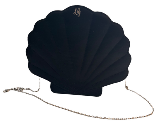 LULU GUINNESS Black Shell Satin Clutch Bag RRP £225