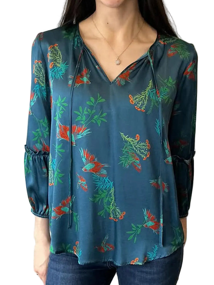 CHARLOTTE SPARRE bird and botanical print blouse New