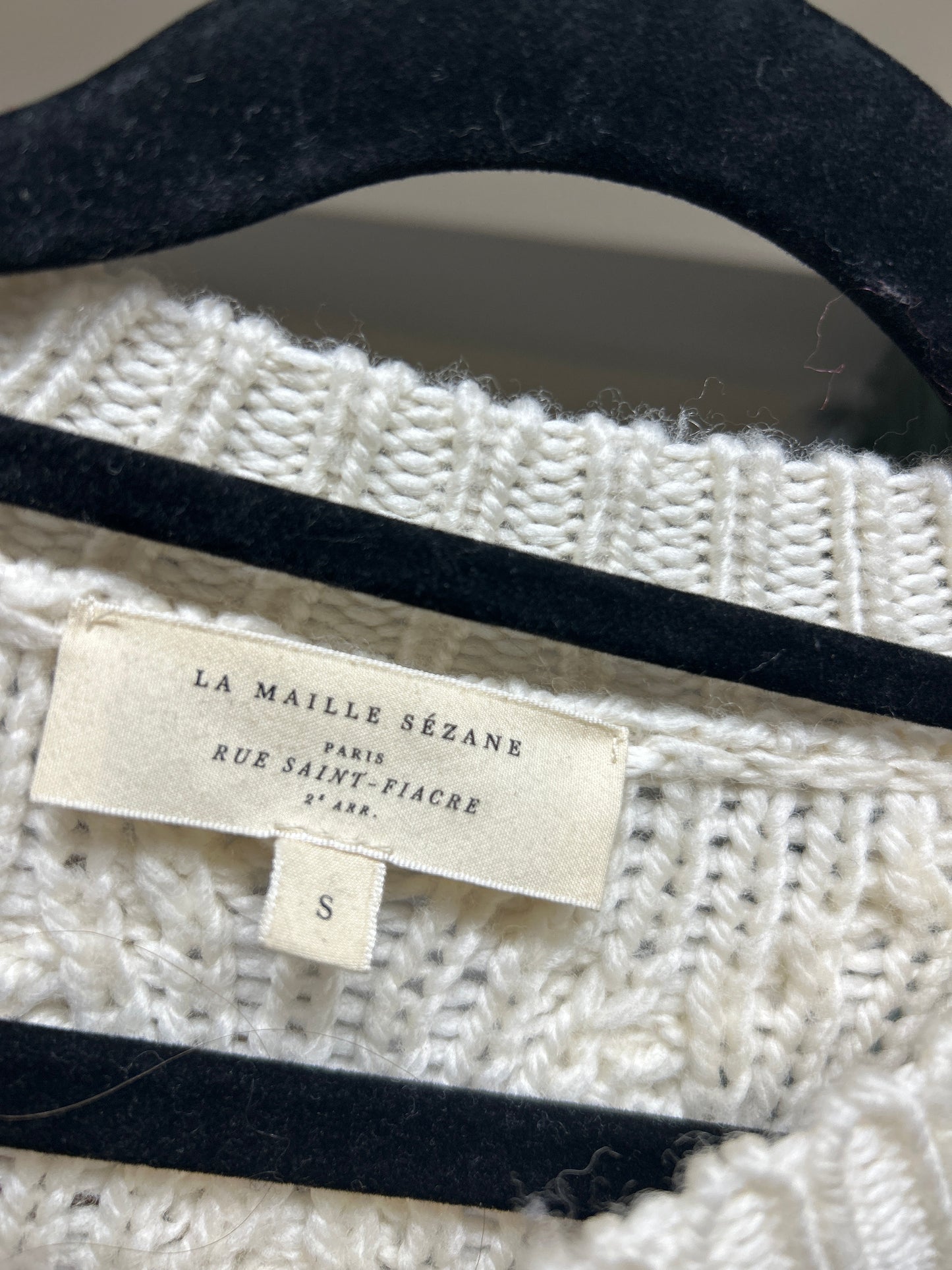SEZANE La Maille Beige/Navy Wool Jumper Size S
