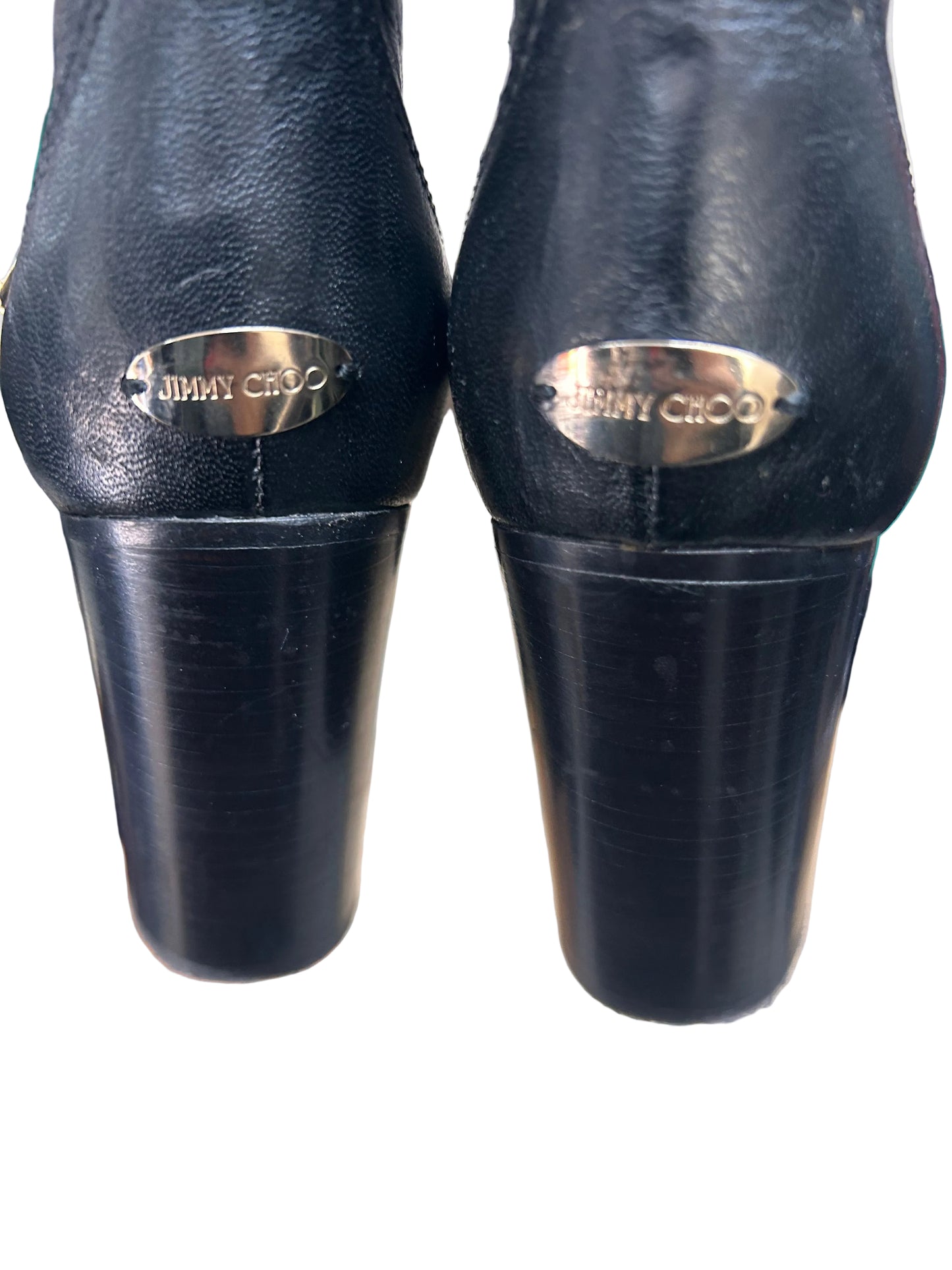 JIMMY CHOO Mid Calf Leather Biker Boots Size UK 5/38 - Black