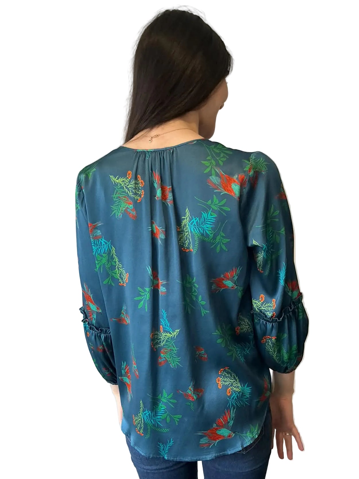 CHARLOTTE SPARRE bird and botanical print blouse New