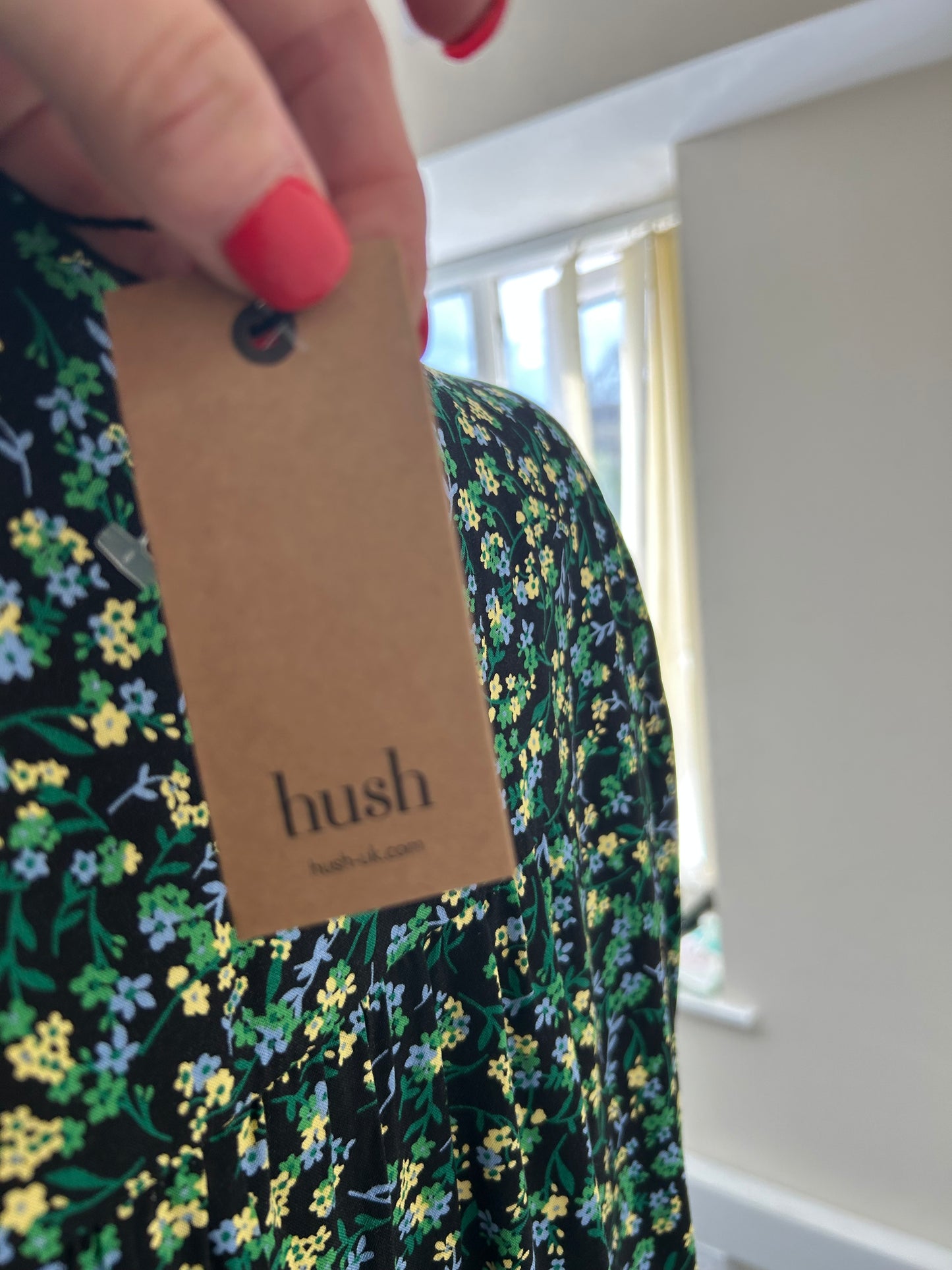 HUSH Malia Ditsy Print Shirt Dress Size 14