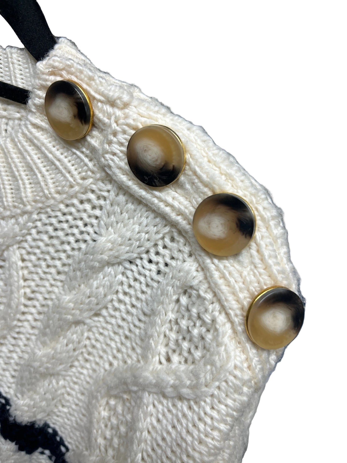 SEZANE La Maille Beige/Navy Wool Jumper Size S