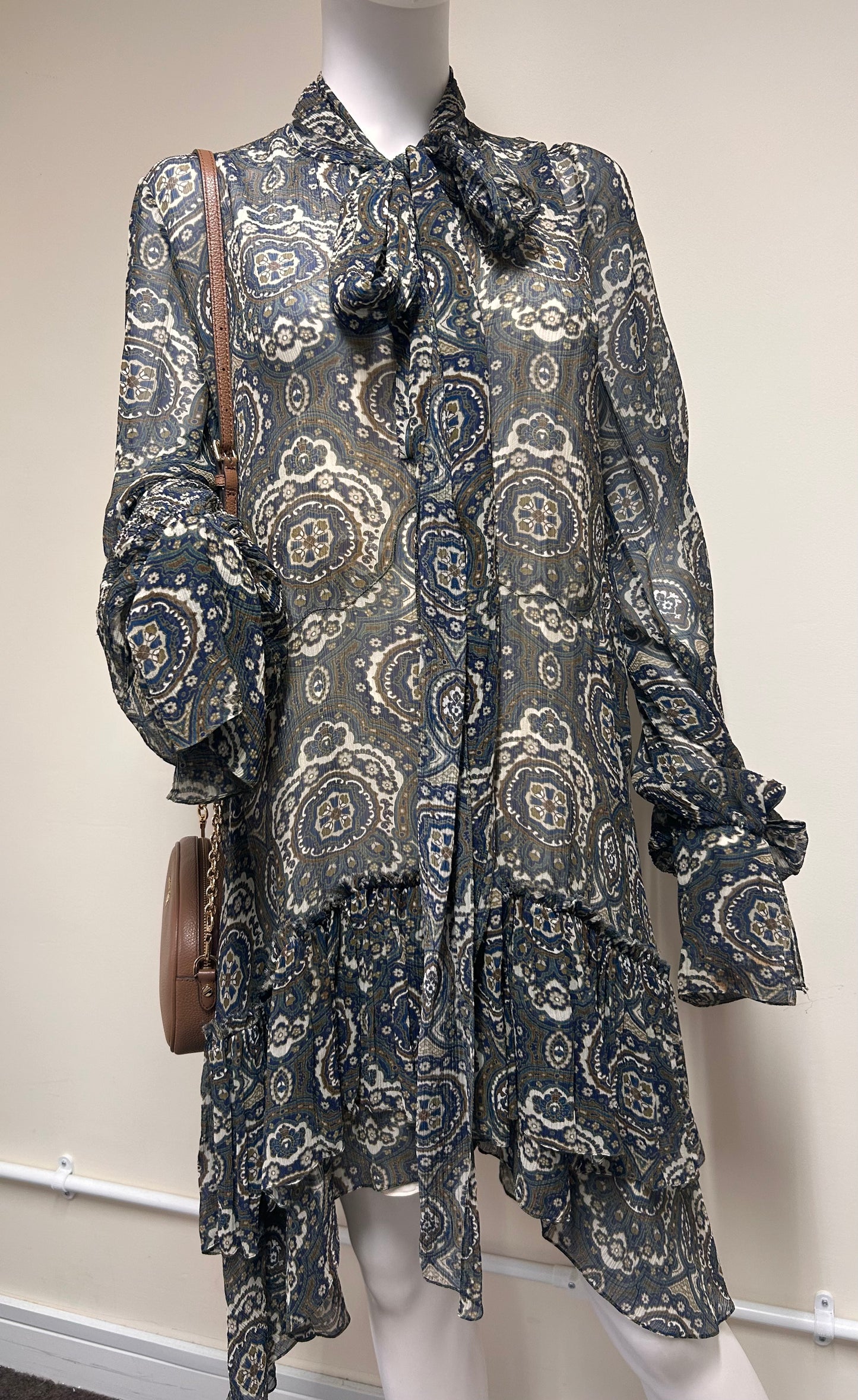 CHLOÉ Chiffon Lavallière Tunic Dress. XL Oversized