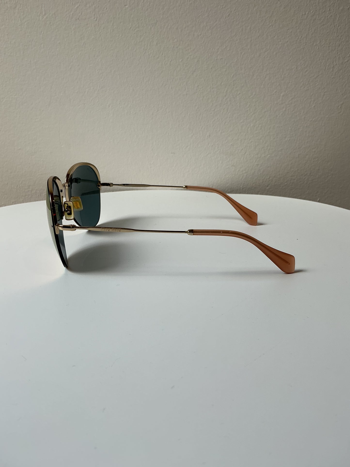 MIU MIU Rimless Aviator Sunglasses – Rose Gold